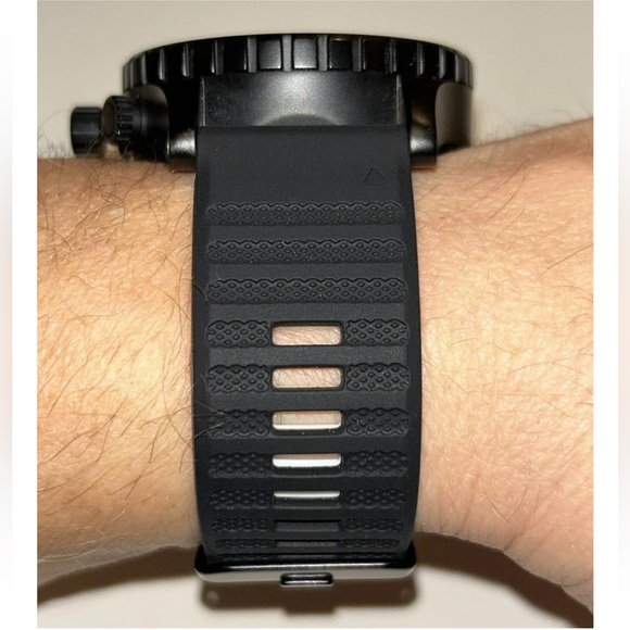 Watch Band 25mm Black w White Rubber Replacement For Nixon 51-30 Strap Garmin - Picture 2 of 12